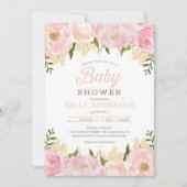 Roze Floral Girl Baby shower Kaart (Voorkant)