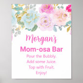 Roze Floral Girl Baby shower Mam-osa Bar Sign Poster (Voorkant)