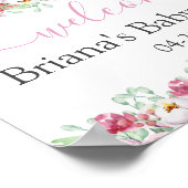 Roze Floral Girl Baby shower Welkom Poster (Hoek)