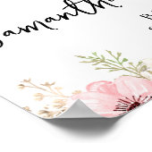 Roze Floral Girl Baby shower Welkom Poster (Hoek)