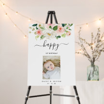 Roze Floral Girl Birthday Welkomstbord