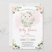 Roze Floral Girl een klein Baby shower Kaart (Voorkant)