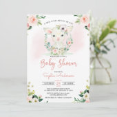 Roze Floral Girl een klein Baby shower Kaart (Staand voorkant)