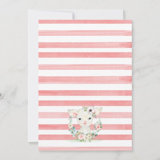 Roze Floral Girl een klein Baby shower Kaart (Achterkant)