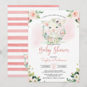 Roze Floral Girl een klein Baby shower Kaart (Voorkant / Achterkant)
