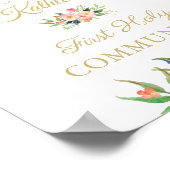 Roze Floral Girl First Heilige Communauteit Welkom Poster (Hoek)