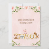 Roze Floral Girls Boerderij 2e verjaardag Kaart (Achterkant)