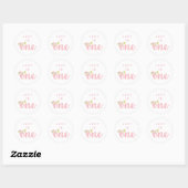 Roze Floral Girls First Birthday Sticker (Vel)