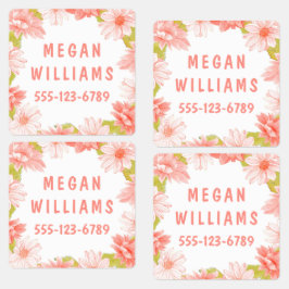 Roze Floral Girly Persoonlijke benaming Kleding Labels