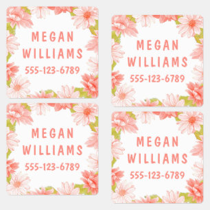 Roze Floral Girly Persoonlijke benaming Kleding Labels