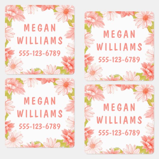 Roze Floral Girly Persoonlijke benaming Kleding Labels (Groep)