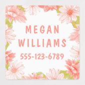 Roze Floral Girly Persoonlijke benaming Kleding Labels (Design 1)