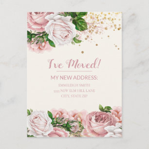 Roze  Floral Glitter Briefkaart