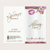  Roze Floral Glitter Lip Instructies Satin Visitekaartje (Buitenkant ongevouwen)