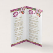  Roze Floral Glitter Lip Instructies Satin Visitekaartje (Binnen)