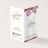  Roze Floral Glitter Lip Instructies Satin Visitekaartje (Buitenkant)