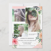 Roze floral glitter script 5 foto 2020 afstuderen kaart (Achterkant)