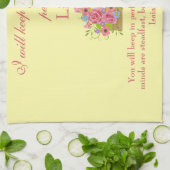 Roze Floral God zal je in volmaakte vrede houden Theedoek (Gevouwen)