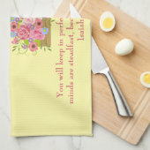 Roze Floral God zal je in volmaakte vrede houden Theedoek (Quarter Fold)