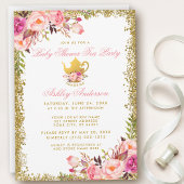 Roze Floral Gold Baby shower Tea Party nodigt GP u Kaart