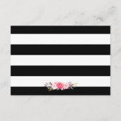 Roze Floral Gold Black Stripes Weddenschap - Gegev Informatiekaartje (Achterkant)
