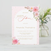 Roze Floral Gold Bridal Shower Kaart (Staand voorkant)