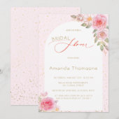 Roze Floral Gold Bridal Shower Kaart (Voorkant / Achterkant)