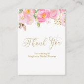 Roze Floral Gold Calligrafie Hartelijk dank Informatiekaartje (Voorkant)