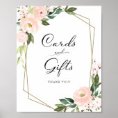 Roze Floral Gold Geometrische Kaarten en cadeaubon Poster (Voorkant)
