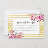 Roze Floral & Gold Glam Modern Stripe Hartelijk da Bedankkaart (Achterkant)