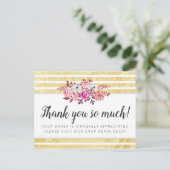 Roze Floral & Gold Glam Modern Stripe Hartelijk da Briefkaart (Staand voorkant)