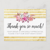 Roze Floral & Gold Glam Modern Stripe Hartelijk da Briefkaart (Voorkant)