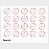 Roze Floral Gold Glitter Baptisme Hartelijk dank Ronde Sticker (Vel)