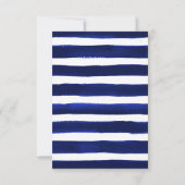 Roze Floral Gold Glitter Navy Blue Striped RSVP Kaartje (Achterkant)