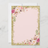 Roze Floral Gold Glitter Nursing School Afstuderen Kaart (Achterkant)