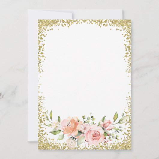 Roze Floral Gold Glitter Nursing School Afstuderen Kaart (Achterkant)