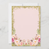 Roze Floral Gold Glitter Nursing School Afstuderen Kaart (Achterkant)