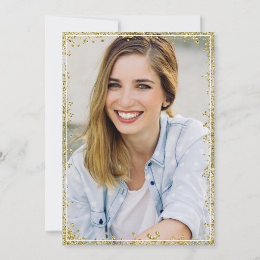 Roze Floral Gold Glitter Nursing School Afstuderen Kaart (Achterkant)