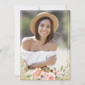 Roze Floral Gold Glitter Nursing School Afstuderen Kaart (Achterkant)