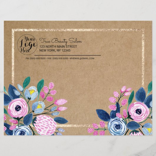 Roze Floral Gold Kraft Paper Beauty Consulting (Achterkant)