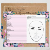 Roze Floral Gold Kraft Paper Beauty Consulting (Voorkant / Achterkant)