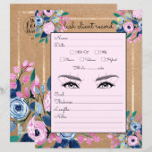 Roze Floral Gold Kraft Paper Lash Client Record (Voorkant / Achterkant)