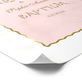 Roze Floral Gold Lijst Baptisme Welkom Poster (Hoek)