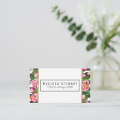 Roze Floral Gold Stripes Loyalty Appointment Card Afsprakenkaartje (Staand voorkant)