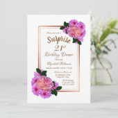 Roze Floral Gold Surprise 21ste verjaardag Kaart (Staand voorkant)