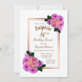 Roze Floral Gold Surprise 40e verjaardag Kaart (Voorkant)