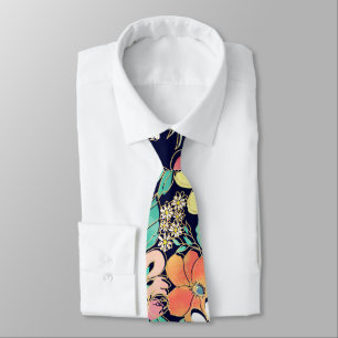 Roze Floral Golden Strokes Design Stropdas