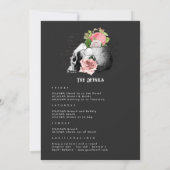 Roze Floral Gothic Skull Bachelorette Weekend Kaart (Achterkant)