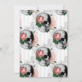 Roze Floral Gothic Skull Engagement Party Kaart (Achterkant)
