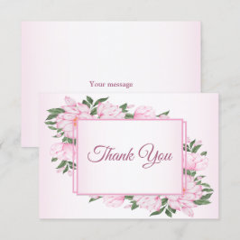 Roze Floral Green Leaves Elegant Wedding Party Bedankkaart